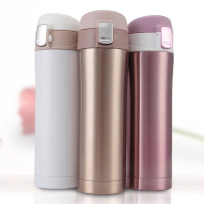 Double-Layer High Quality Stainless Steel Lock Thermos Cup Bounce Cover Tumbler
