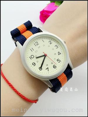 New Korea wind nylon Ribbon canvas ladies watch simple Scrubs men and women students