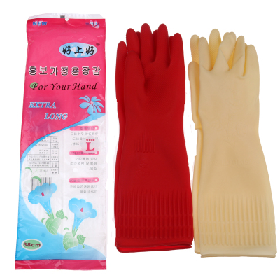Well good morning long thick industrial beef latex gloves 38cm AJ-009
