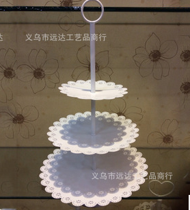 Latest direct selling wrought-iron cake stand wedding cake stand lace prop decoration