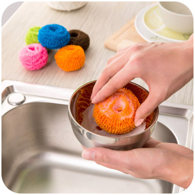 Factory Direct Sales Color Microfiber Non-Stick Pan Cleaning Ball Strong Dishwashing Steel Wire Ball Marvelous Pot Cleaning Accessories Oil-Free