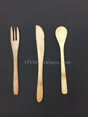 Spot can be made of natural bamboo Fork Spoon children's tableware