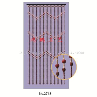 2718 Three Corrugated Ribon Red Bead Wooden Bead Curtain