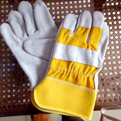 Yellow Rubber Second Finger Grade a Welding Yellow Leather Wear-Resistant Flower Leather Labor Protection Welding