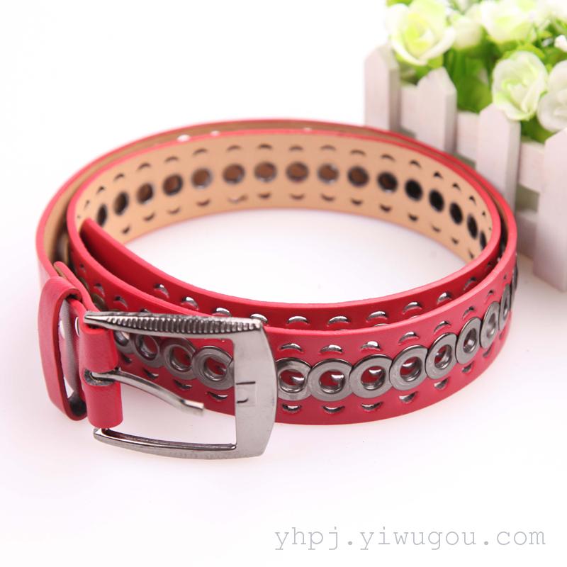 批发 4.0女士铁皮针扣 整条气眼 PU皮带 腰带