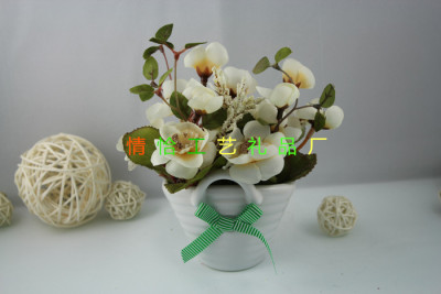Desktop decoration flower ceramic hanging basket of small peach the living room set creative shelves display bonsai