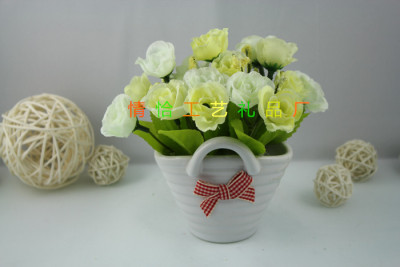 Ceramic hanging basket of small living room table decorative flowers of Rose Bud set ideas shelf decoration