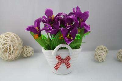 Ceramic hanging basket of small living room table decorative flowers of Lilium sets creative shelf decoration