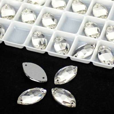 Crystal Beads  Horse Eye Flatback Crystal Clear Glass Beads Sew On DIY Beads For Garment