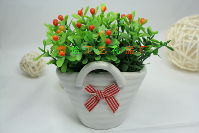 Ceramic hanging basket of small artificial flower living room table decorative flowers set creative shelf display