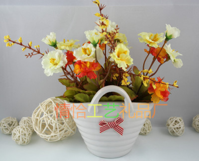 Ceramic hanging basket France lilac sitting room table decorative flowers set creative shelf decoration