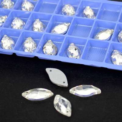  Flatback Beads Petal Crystal Clear Glass Beads Sew On DIY Beads For Wedding Dress High Shine Rhinestone Beads