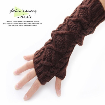 Popular Double-Sided Rhombus Half Finger Thermal Gloves