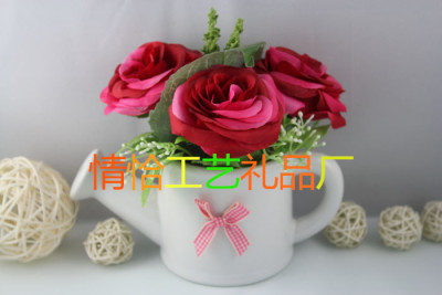 Big Kettle large rose-living room table decorative flowers set creative shelves display bonsai