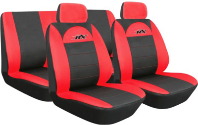 Four Seasons Universal Sports Fashion Red and Black Car Seat 8-Piece Set Fine Three-Dimensional + Bird Eye Cloth Fabric