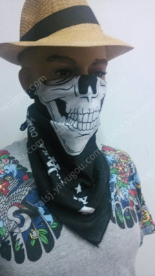 LA style hip-hop themes skull-patterned cotton bandana