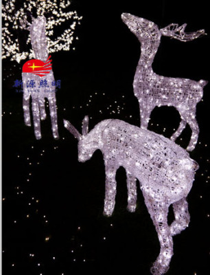 Wrought iron Christmas cartoon deer cart LED white wool deer Christmas scene layout