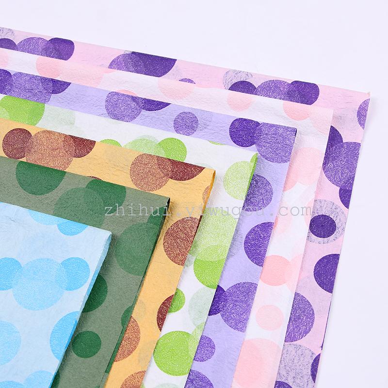 厂家直销鲜花包装材料鲜花包装纸 手工折纸   圆点印花手揉纸