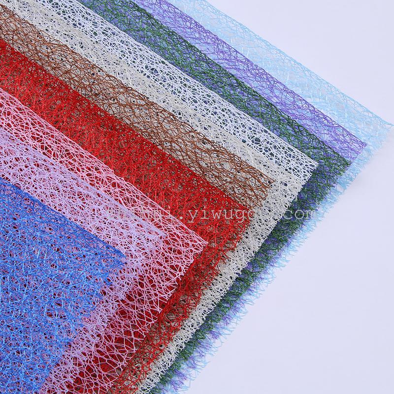 新款高档卡通花束包装纱网 优质鲜花包装材料柔软叠丝纸批发