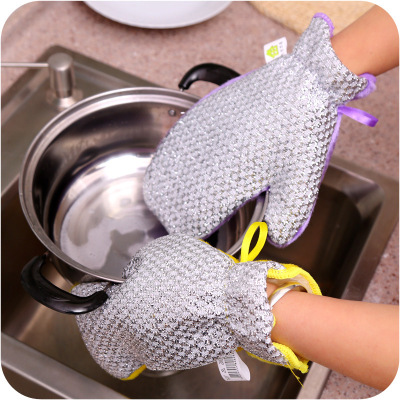 Upgraded Kitchen Magic Waterproof Oil-Removing Dishwashing Gloves Magic Decontamination Natural Wood Fiber Cleaning Gloves