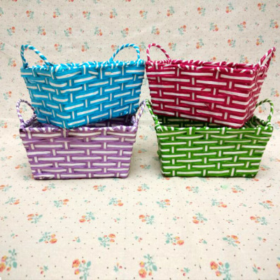 Korean desktop consolidation box creative paper woven storage basket fashion green garden storage basket