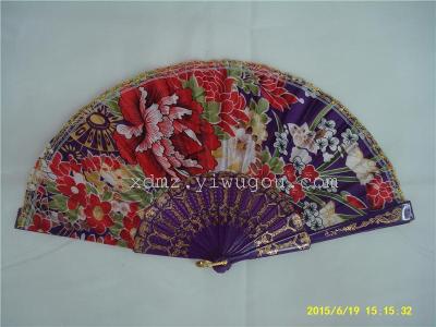 Flat plastic lace silk dress fabric satin surface and advertising promotional gift wedding fan
