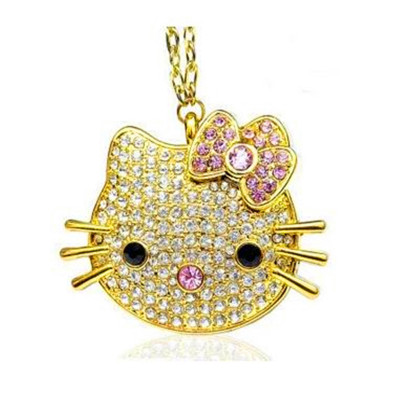 Jhl-up069 crystal KT cat head necklace U disc water drill helloKitty modeling gift choice..