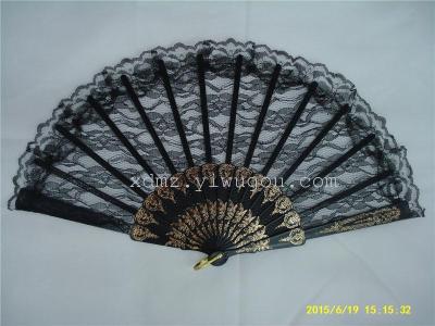 Plastic fan-fan folding fan dance props fan single layer lace fan wholesale factory direct