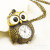 OWL wall charts quartz watch necklace key chain watch antique bronze pendant