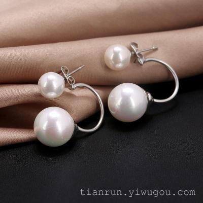 8-12mm is light and immaculate natural freshwater shell phone shell Pearl Earrings earring