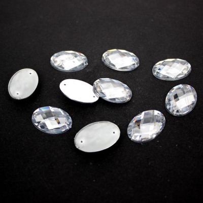 Crystal Clear Beads Oval Flatback Sewing DIY Beads For Bridals Dress Acrylic Beads Fashion Button