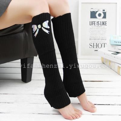 Socks bows to OEM print socks girl Korean version fall/winter warm feet factory direct wholesale