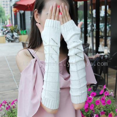 Korean fashion knitted diamond sequined glove fashion arms factory direct wholesale