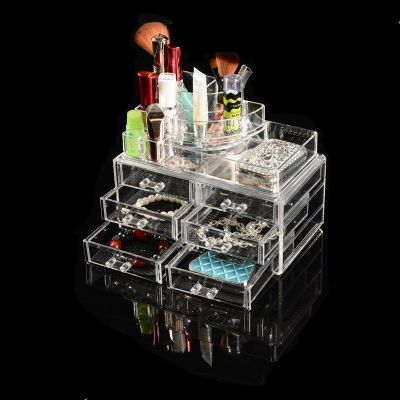 Crown crystal transparent cosmetics skin care cosmetic cotton pad tools jewelry box storage box