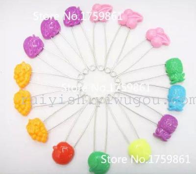 Large Supply of Fruit-Type Children's Safety Pins, Multi-Color Selection, Fast Delivery