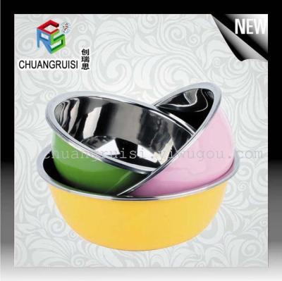 Color three-piece stainless steel basin egg bowl washbasin vegetable soup basin rice bowl wash basin