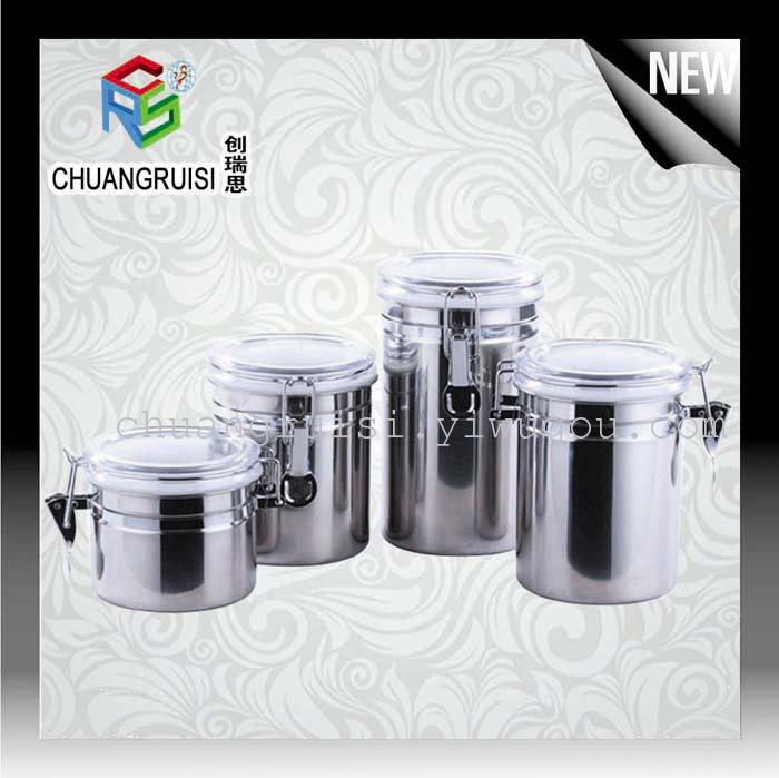 不锈钢密封罐糖果茶叶储存罐奶粉咖啡罐密封罐四件套装组合 