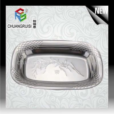 Stainless steel dish tray stainless steel square plate square tray embossed plate