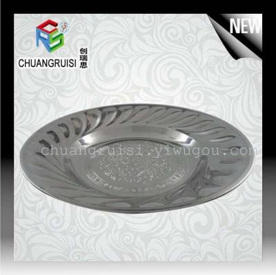 Stainless steel plate stainless steel dish stainless steel circular plates embossed plate dish