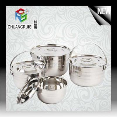 Exports of stainless steel cookware Thailand stock pot cooking pot with handle stockpot set of 4pcs