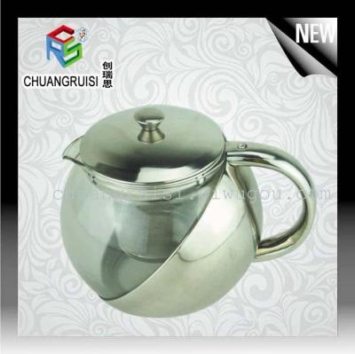 Factory wholesale stainless stee lglass teapot kettle thermostability 