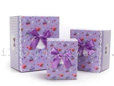 Small flower butterfly Festival rectangle three piece gift box Height