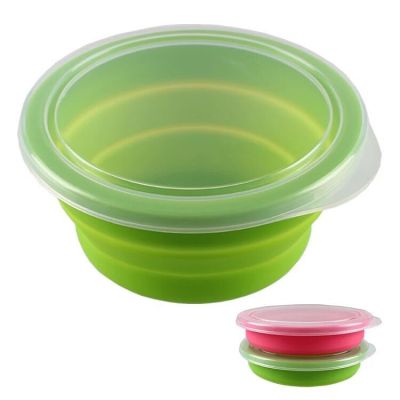 Fold FDA silicone Bowl snack box Bento box of instant noodle bowls with lids outdoor tableware
