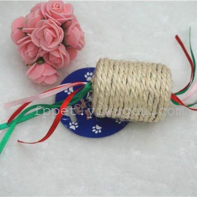 Catch pets pet supplies cat toys, sisal is cylindrical with ribbons can be ground to catch the cat toy
