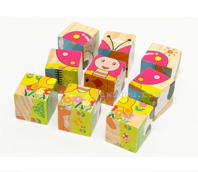 Six wooden toys face painting puzzle educational class