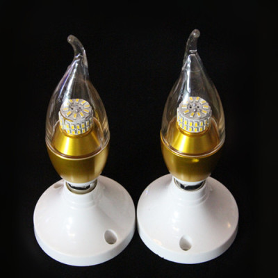 LED Energy-Saving Bulb E14 Pointed Candle Pull Tail Bulb 3W Crystal Lamp