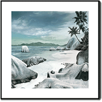 3D Micro Frame Painting Decorative Painting Tianya Haijiao Beach Stone Three-Piece Painting Wholesale Customized