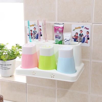 Creative toothbrush rack mug set Korea of three boxes of toothpaste wash brush Cup tooth mug