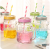 Clear glass with lid water sippy cups lemon Cup portable Rooster cups