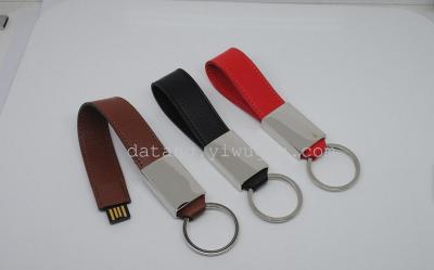 New leather case Keychain cortical business gifts custom LOGO leather gift u disk USB